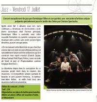Concert exceptionnel de Jazz, Dominique Fillon son quartet et ses invités. Le vendredi 17 juillet 2015 à SAINT VICTOR DES OULES. Gard. 